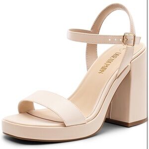 Dream Pairs Women's Nude Block Heel Sandals